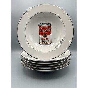 BLOCK POP Andy Warhol Bowls Campbell Soup Pop Art Set Of 6 Large Soup Bowls